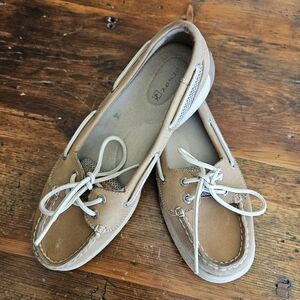 Sperry Topsider shoes, size 8 women's, brown and tan